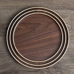 Tea Trays Japanese Black Walnut Round Tray Wooden Plate Minimalist Fruit Dried El Supplies