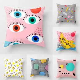 Pillow 40/45/50/60cm Mint Pink Throw Case Memphis Inspired Pattern Cheque Covers Home Sofa Chair Decorative Pillowcases