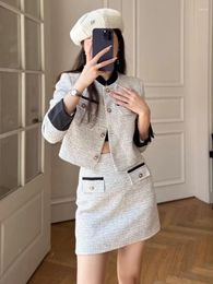Work Dresses Autumn Elegant Fashion Small Fragrance Two Piece Set Women's Short Jacket Coat Skirt Suits Korean Office Lady 2 Sets