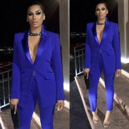 Royal Blue Mother of the Bride Dresses Ladies Party Suits Blazer Pant Formal Office Work Sexy Tuxedos 275R