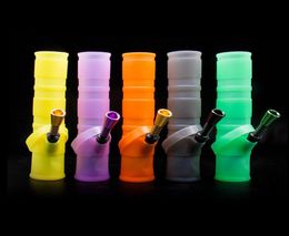 Whole Fashion Colourful Silicone Mini Bong Waterpipe Foldable Water Pipes Washable Foldable Portable Bongs Smoking Water Pipe7489775