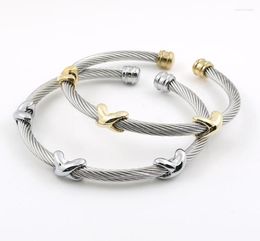 Bangle Classic Charms Stainless Steel Cuff Bangles Bracelets Starfish Punk Cable Wire Stripe For Women Men Party Jewellery Gif5190445