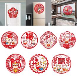 Wall Stickers 2Pcs/lot Chinese Year Window Spring Festival Fu Character Paper-Cutting Decals Glass Painting