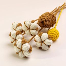Decorative Flowers Handmade Crochet Simulation Flower Gift Cotton Pine Cone Berry Yarn Finished Living Room Decoration
