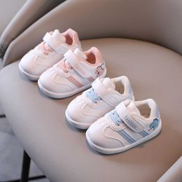 Sneakers 2022 Autumn New Boys and Girls Baby Shoes Cute Open Little White Dinosaur Print Casual Walking Soft Sole H240510