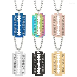 Pendant Necklaces Hip Hop Blade For Men Gold Colour Stainless Steel Razor Male Iced Out Bling Rhinestones Jewellery