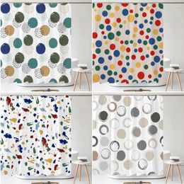 Shower Curtains Simple Circle Pattern Curtain Modern Minimalist Style Printed Polyster Fabric Home Decor Bathroom With Hooks