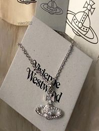 Beaded Necklaces 2022 Pendant Necklaces an Back Pin Female Saturn Full Diamond Mother's Day Gift1433029