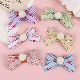 Dog Apparel Pet Hair Clip Cute Bow Fashion Printed Long Decoration Sweet Cat Accessories Hairs Clips