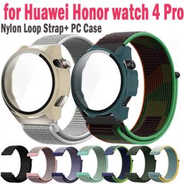 Nylon Loop Strap + Case for Honor Watch 4 Pro Adjustable bracelet Tempered Glass Bumper Protective Cover