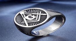 Vintage Mens Templar Masonic Rings 316L Stainless Steel mason AG Signet Ring Punk Male Fashion Jewelry Party Gift Cluster2899930