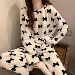 Home Clothing Sweet Cute Bear Bow Tie Apple Pyjamas Women Casual Loose Can Be Worn Outside The Fall And Winter Thickened Warm Homewear Suit