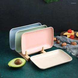 Plates 4PCS Creative Straw Rectangular Board Dessert Sushi Italian Pasta Plate Healthy Tableware Kitchen Cooking Utensils