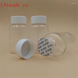 Storage Bottles Lucency Plastic Packaging 80 50 100 Ml With Sealing Sticker Candy Bath Salt Empty Cosmetic Containers