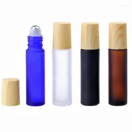 Storage Bottles 10ml Portable Frosted Brown Blue Black Clear Roll On Roller For Essential Oil Ball Refillable Perfume Bottle