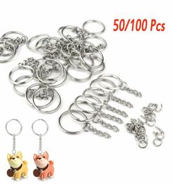 Keychains 50100Pcs 25mm DIY Key Chains Polished Silver Colour Keyring Keychain Short Chain Split Ring Rings Accessories8166640