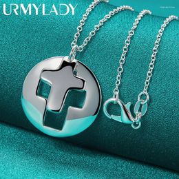 Pendants URMYLADY 925 Sterling Silver Round Cross 16/18/20/22/24/26/28/30 Inch Pendant Necklace For Women Wedding Party Fashion Jewelry