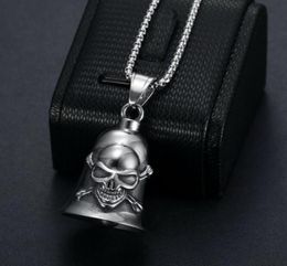 Hip Hop Rock Stainless Steel Skull Bell Pendants Necklace for Men Punk Jewellery Never Fade Gift7733902