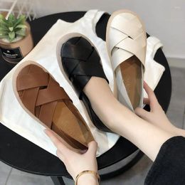 Casual Shoes 2024Genuine Leather Flats Ladies Oxford Loafers Solid White Women Arrival Woman Shoeshj76