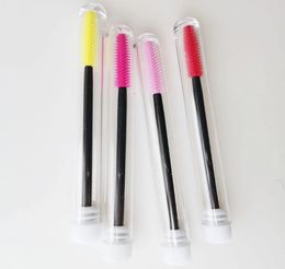 Disposable Silicone Eyelash Brushes Portable Eyelash Applicator Mascara Wand with Tube1495580