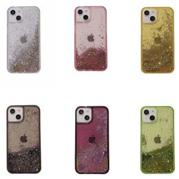 Shockproof Bling Glitter Sequins Phone Case, Liquid Quicksand Clear Cover for iPhone 15 Plus 14 Pro Max 13, Hard Conque