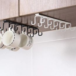 Kitchen Storage Hooks Under Shelf Cups Rack Drilling Coffee Holder Utensil Hanging Board For Wall To Hang Things On