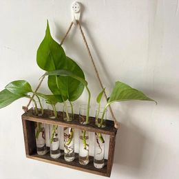 Vases Wall Hanging Vase Planter Terrarium With Wooden Stand Clear Vintage Style For Gardening Enthusiasts Gift