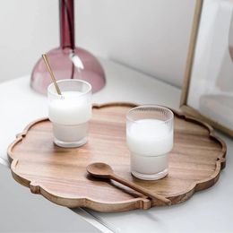 Plates 34cm Inner Diameter Pine Wood Tea Storage Tray Home Living Room Dining Table El Wooden -1 Piece