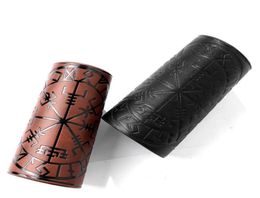 Bangle Toten Design Nordic Viking Odin Compass Bangles For Man Riding Protective Gear Embossed Wide Leather Wristband Punk Jewelry8688654