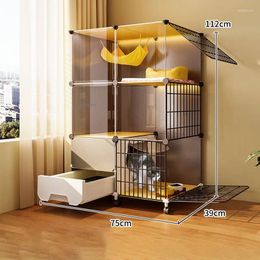 Cat Carriers Transparent Indoor Cages Household Balcony Cage House Pet Fence With Toilet Villa Super Large Space Cats