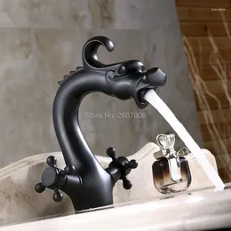 Bathroom Sink Faucets GIZERO Dragon Design Faucet Brass Basin Waterfall Mixer Tap Solid Deck Mounted Fashion Taps ZR324