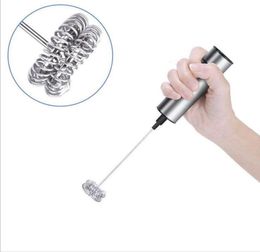 Double Spring Head Milk Frother Handheld Battery Operated Travel Coffee Frother Milk Foamer Drink Mixer Stainless Steel Whisks for7466766