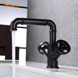 Bathroom Sink Faucets Brass Black Faucet Lavatory Basin Mixer Tap Cold Water Industrial Style Arrival