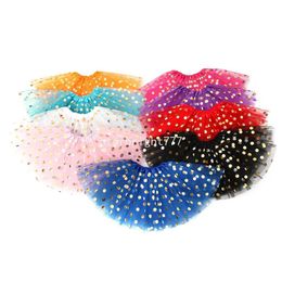 Girls Bronzing Dots Tutu Skirts Kids Designer Clothes Baby Gold Polka Dot Skirts Princess Tulle Ballet Skirt Sequins Shine Pettiskirts Dance Wear