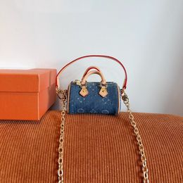 24SS Womens Luxury Designer Latest Denim Series Small Coin Purse Cute Luggage Pendant Chain Handbag Shoulder Bag Crossbody 10CM
