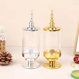 Party Supplies 1 Pc Creative Wedding Candy Box Electroplating Gold And Silver Plastic Cylindrical Candle Holder