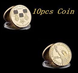 10pcs Craft Unites States Of America In God We Trust 24k Gold Plated Medal Honor Liberty Symbol Challenge Coins7739320