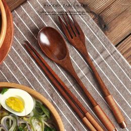 Dinnerware Sets Spoon Fork Chopsticks Portable Cutlery Wooden Set Travel Eco-friendly Gifts Utensils For Kitchen Dining