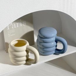 Mugs White Ceramic Cup With Lid Household Water Large-capacity Breakfast Milk Drinking Utensils Mug