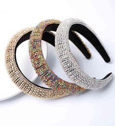 2021 Colorful Bling Rhinestones Headbands For Womens Luxury Shiny Padded Diamond Crystal Hair Bands Party Hair Accessories Y2203012236822