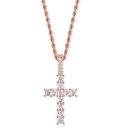 New Charm Pendant Full Ice Out CZ Simulated Diamonds Catholic Crucifix Pendant Necklace With Long Chain8545789