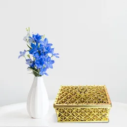 Kitchen Storage Creative Candy Box Rectangular Lattice Hollowed Out Gold And Silver Lettuce Roller