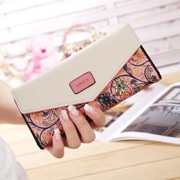 Wallets Women PU Leather Long Wallet Double Zipper Retro Style Flower Large Capacity Clutch Bag Ladies Phone Casual Purse Handbags