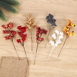 Decorative Flowers 5PCS Christmas Berries Branches Artificial Red Berry Wreath Tree Decorations For Home Xmas Party Table Ornaments