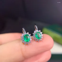 Stud Earrings Jewelry Natural Emerald 925 Silver Gemstone For Daily Wear Gift Girl Friend