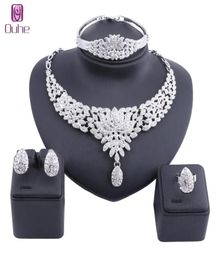 Women Jewelry Sets Gold Color Statement Rhinestone Crystal Necklace Earring Dubai Bridal Party Wedding African Beads Accessories5307895