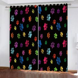 Curtain Children'S Room Curtains Cartoon Colour Print 3D Design Luxury Girl Window For Living Bedroom Home Decor 2 Pieces