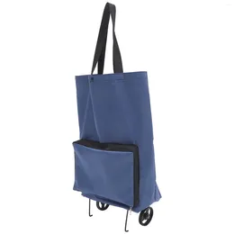 Storage Bags Shopping Trolley On Wheel Folding Grocery Pouch Foldable