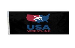 USA Wrestling Logo Black Flag For Wrestlin g Season Vivid Colour UV Fade Resistant Outdoor Double Stitched Decoration Banner 90x1501328109