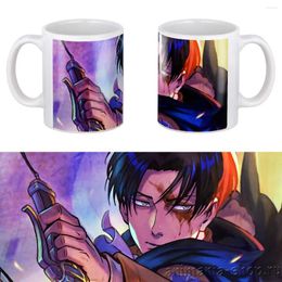 Mugs Attack On Titan Mug 11oz Anime White Ceramic Tea Cup Boy Friends Birthday Coffee